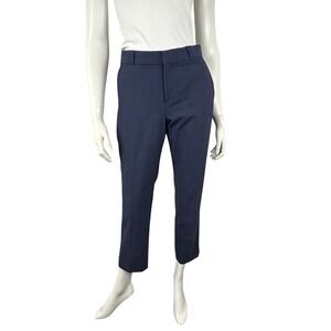 Banana Republic Dress Pants Women 8 Petite Ryan Wool Blend Slim Ankle Navy Lined
